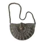 کیف بافت زنانه طوسی دستباف