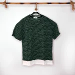 تیشرت بافت بوکله سبز پایین سفید